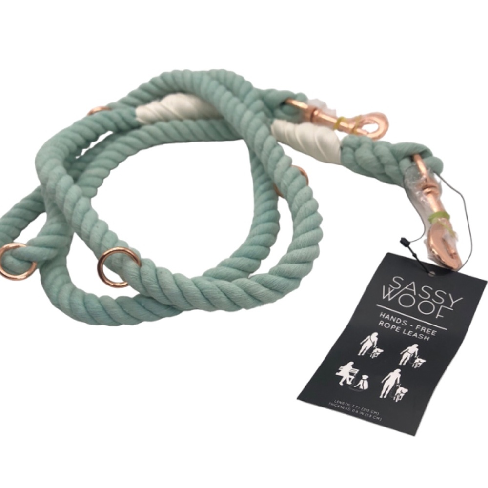 DOG ROPE LEASH Sassy Woof Hands-Free Rope Cord Leash 7ft - Picture 5 of 14